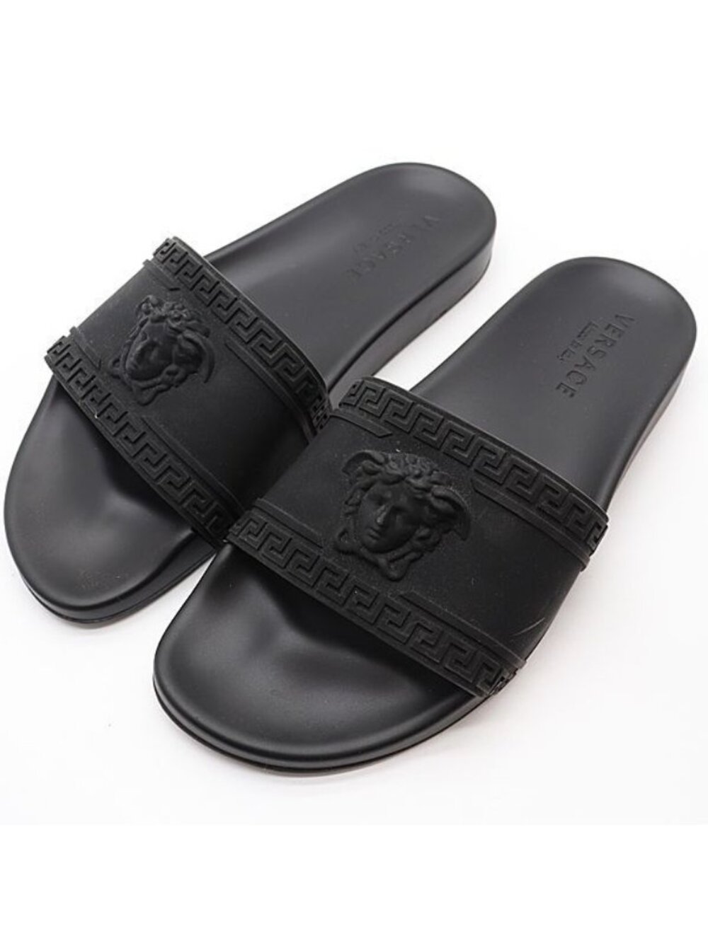 Versace Medusa Greca Rubber Sandals Black Color Abc Apaako